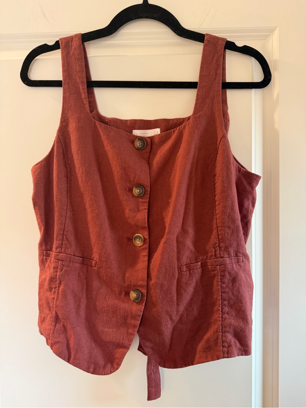 LC Lauren Conrad Rust Button-Front Tank